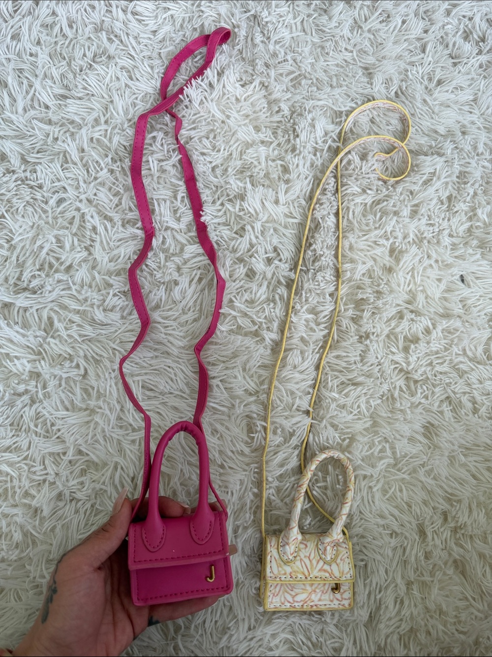 Set of 2 Mini Crossbody Purses Bags Pink and Yellow